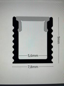 SLIM Aluprofil schwarz mit Abdeckung opal